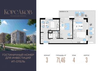 Продажа 3-ком. квартиры, 71.46 м2, Краснодарский край