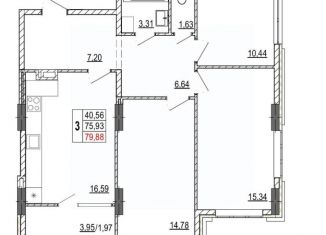 3-ком. квартира на продажу, 79.88 м2, Белгород