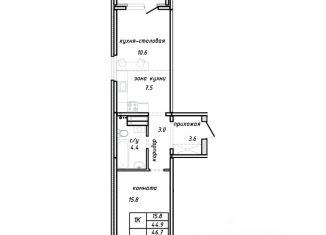 Продажа 1-ком. квартиры, 46.7 м2, Алтайский край