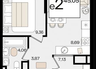 2-ком. квартира на продажу, 43.34 м2, Краснодар