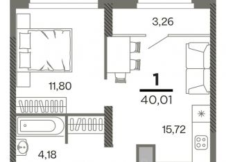 1-ком. квартира на продажу, 40.01 м2, Рязанская область
