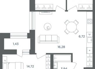 Трехкомнатная квартира на продажу, 76.76 м2, Пермь