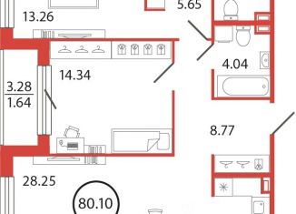 Двухкомнатная квартира на продажу, 80.1 м2, Ленинградская область