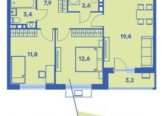 Продаю двухкомнатную квартиру, 59.3 м2, Пермский край