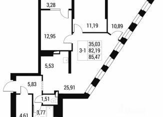 Продается 3-комнатная квартира, 85.47 м2, Самарская область, проспект Масленникова, 7А