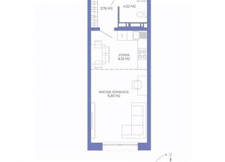 Продам 1-ком. квартиру, 32.46 м2, Пенза, Октябрьский район
