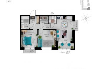 Трехкомнатная квартира на продажу, 70 м2, Пермь