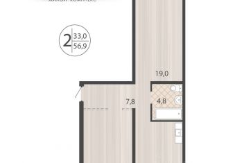Продается 2-ком. квартира, 56.9 м2, Иркутск