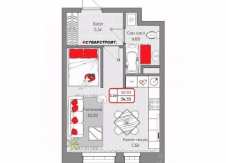 Продаю квартиру студию, 34.35 м2, Казань