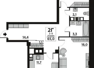 Продается двухкомнатная квартира, 65 м2, Волгоградская область