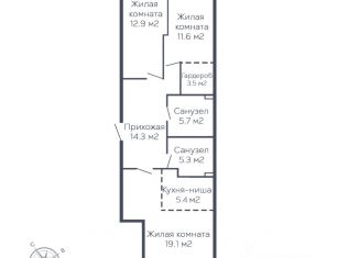 3-комнатная квартира на продажу, 77.8 м2, Пермский край