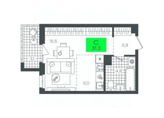 Продажа квартиры студии, 31.35 м2, Тюменская область