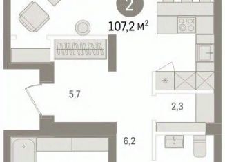 Трехкомнатная квартира на продажу, 107.23 м2, Тюмень