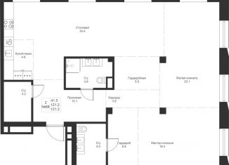 Продается 2-ком. квартира, 121.2 м2, Казань, Советский район