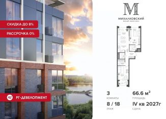 Продаю 3-комнатную квартиру, 66.6 м2, Москва, станция Коптево