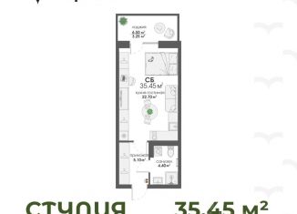Квартира на продажу студия, 35.45 м2, Владимир, Фрунзенский район