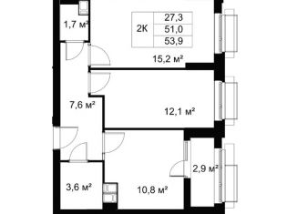 Продажа 2-комнатной квартиры, 53.9 м2, Волгоград, улица Маршала Ерёменко, 45