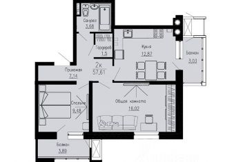 Продажа 2-ком. квартиры, 57.61 м2, Пятигорск