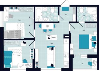 4-ком. квартира на продажу, 68.7 м2, Тула, Центральный территориальный округ