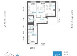 Продаю 3-ком. квартиру, 75.2 м2, Республика Башкортостан
