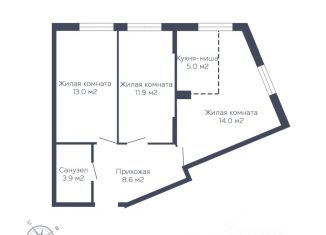 3-комнатная квартира на продажу, 56.4 м2, Пермь