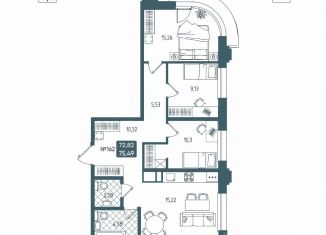 Продается 3-комнатная квартира, 75.49 м2, Иркутск