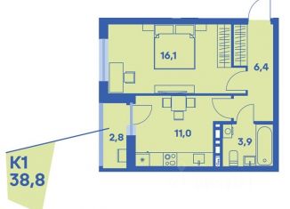 Продается 1-ком. квартира, 38.8 м2, Пермь