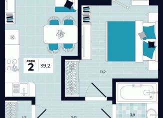 2-комнатная квартира на продажу, 39.2 м2, Тула