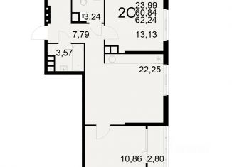 Продается 2-ком. квартира, 60.84 м2, Рязанская область