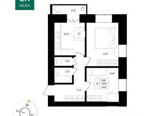 Продается двухкомнатная квартира, 44.41 м2, Ярославль, 15-й микрорайон, 2/1А