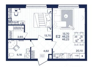 Продам однокомнатную квартиру, 46.23 м2, Тульская область