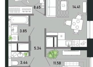 Продажа двухкомнатной квартиры, 56.27 м2, Тула, Советский территориальный округ