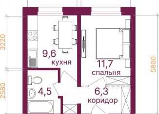 Продаю однокомнатную квартиру, 32.8 м2, Иркутск, микрорайон Топкинский, 70, ЖК Видный-3