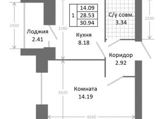 Продается 1-ком. квартира, 30.94 м2, Ярославль