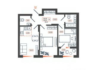 Продаю 3-ком. квартиру, 58.81 м2, Ростовская область