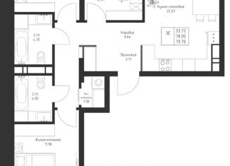 Продам 3-комнатную квартиру, 79.7 м2, Казань, Советский район