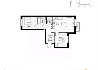 Продается 2-ком. квартира, 64.84 м2, Самара, Красноглинский район