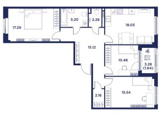Продаю 3-ком. квартиру, 89.56 м2, Санкт-Петербург