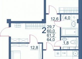 Продаю 2-ком. квартиру, 64 м2, Ессентуки, улица Шмидта, 82