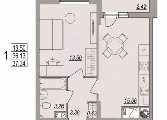 Продам 1-комнатную квартиру, 37.34 м2, Волгоград, Центральный район, улица Дымченко, 9
