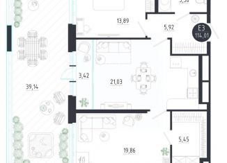 Продам двухкомнатную квартиру, 114.01 м2, Тула