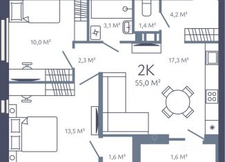 Продам 2-ком. квартиру, 55 м2, Ленинградская область