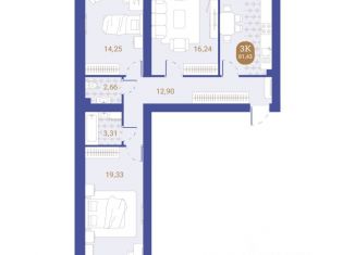 Продажа 3-комнатной квартиры, 81.43 м2, Пенза