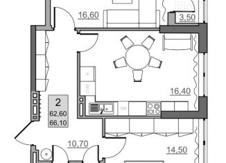 Продается 2-ком. квартира, 62.6 м2, Балаково