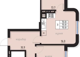 Продам 3-ком. квартиру, 70.8 м2, Светлогорск