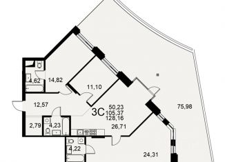 Трехкомнатная квартира на продажу, 128.16 м2, Тульская область, Хлебная площадь, 8к6