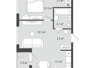 Продается 1-комнатная квартира, 47.1 м2, Ижевск, Индустриальный район