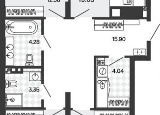 Продается 3-комнатная квартира, 87.95 м2, поселок Заозерье