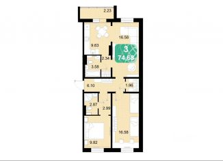 Продается трехкомнатная квартира, 74.68 м2, Забайкальский край