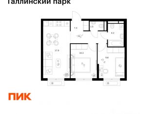 Продам 2-комнатную квартиру, 51 м2, Ленинградская область